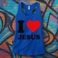 Heart I Love Jesus Womens Tank Top