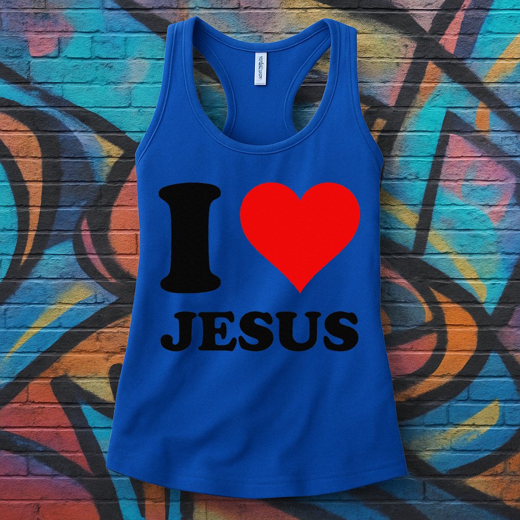 Heart I Love Jesus Womens Tank Top