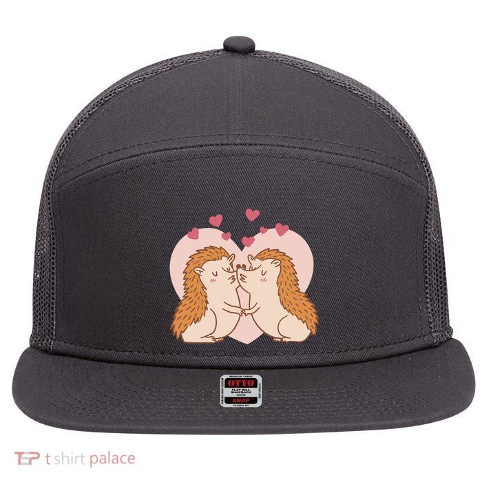 Hedgehogs In Love 7 Panel Mesh Trucker Snapback Hat