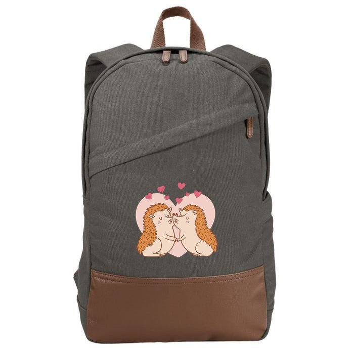 Hedgehogs In Love Cotton Canvas Backpack