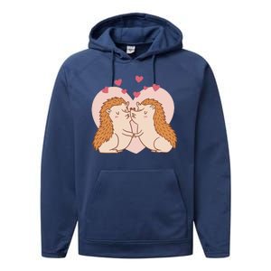 Hedgehogs In Love Performance Fleece Hoodie