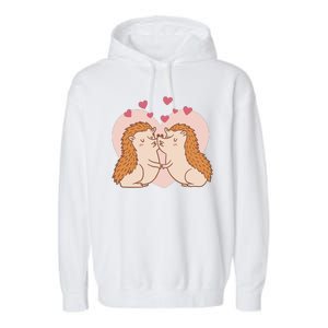 Hedgehogs In Love Garment-Dyed Fleece Hoodie