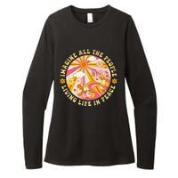 Hippie Imagine Living Life In Peace Sign Mushroom Retro 70s Womens CVC Long Sleeve Shirt