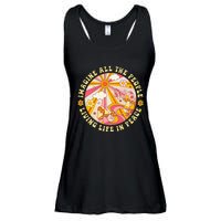 Hippie Imagine Living Life In Peace Sign Mushroom Retro 70s Ladies Essential Flowy Tank