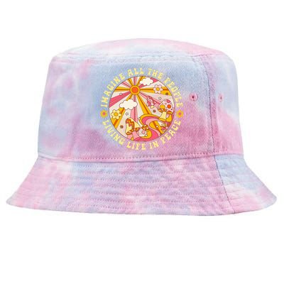 Hippie Imagine Living Life In Peace Sign Mushroom Retro 70s Tie-Dyed Bucket Hat