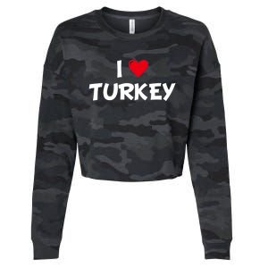 Heart I Love Turkey Cool Gift Cropped Pullover Crew