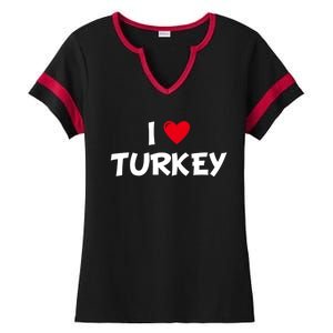 Heart I Love Turkey Cool Gift Ladies Halftime Notch Neck Tee