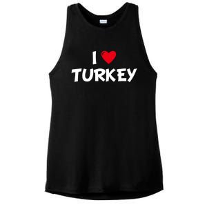 Heart I Love Turkey Cool Gift Ladies PosiCharge Tri-Blend Wicking Tank