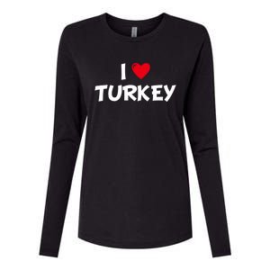 Heart I Love Turkey Cool Gift Womens Cotton Relaxed Long Sleeve T-Shirt