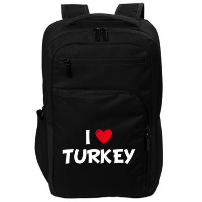 Heart I Love Turkey Cool Gift Impact Tech Backpack