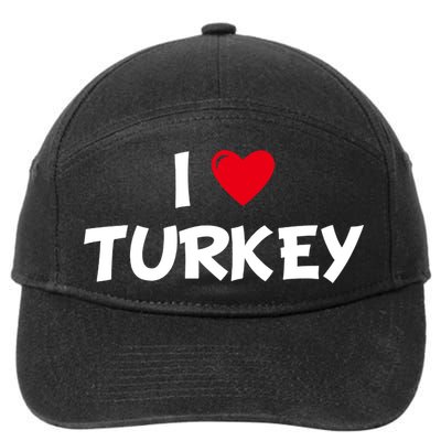 Heart I Love Turkey Cool Gift 7-Panel Snapback Hat