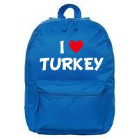 Heart I Love Turkey Cool Gift 16 in Basic Backpack