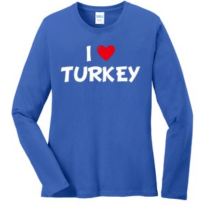 Heart I Love Turkey Cool Gift Ladies Long Sleeve Shirt