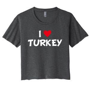 Heart I Love Turkey Cool Gift Women's Crop Top Tee