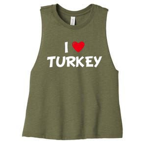 Heart I Love Turkey Cool Gift Women's Racerback Cropped Tank