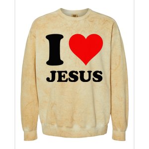 Heart I Love Jesus Colorblast Crewneck Sweatshirt