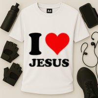Heart I Love Jesus Cooling Performance Crew T-Shirt