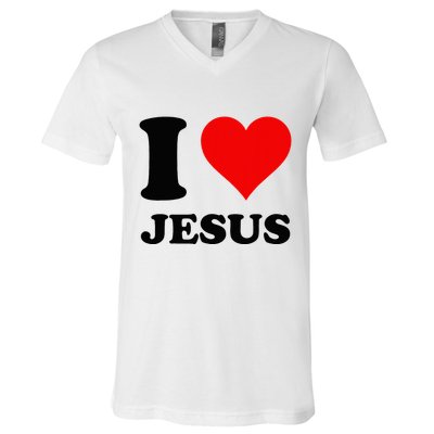 Heart I Love Jesus V-Neck T-Shirt
