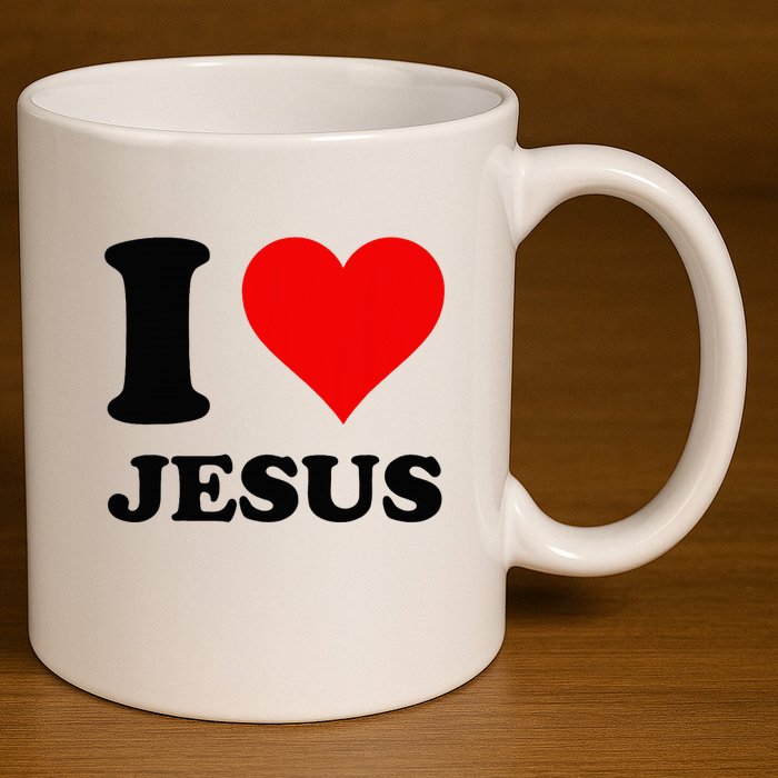 Heart I Love Jesus 11oz C Handle Ceramic Mug