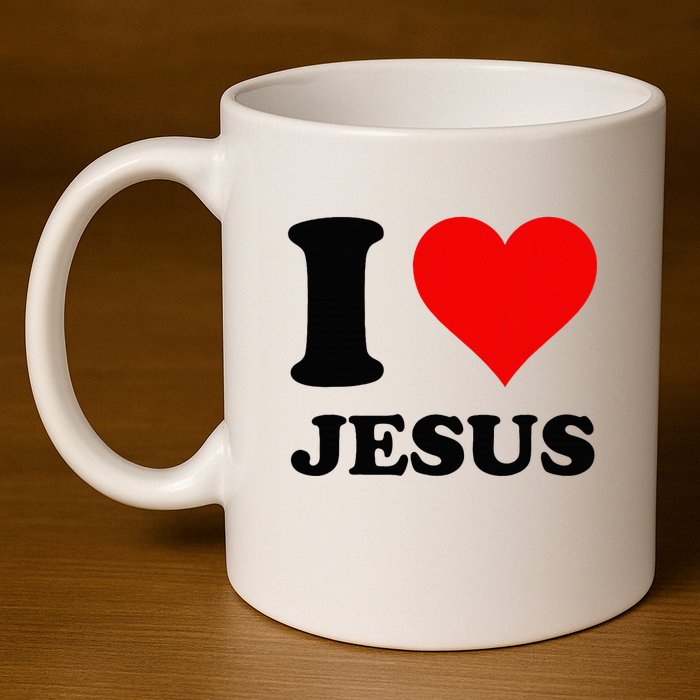 Heart I Love Jesus 11oz C Handle Ceramic Mug