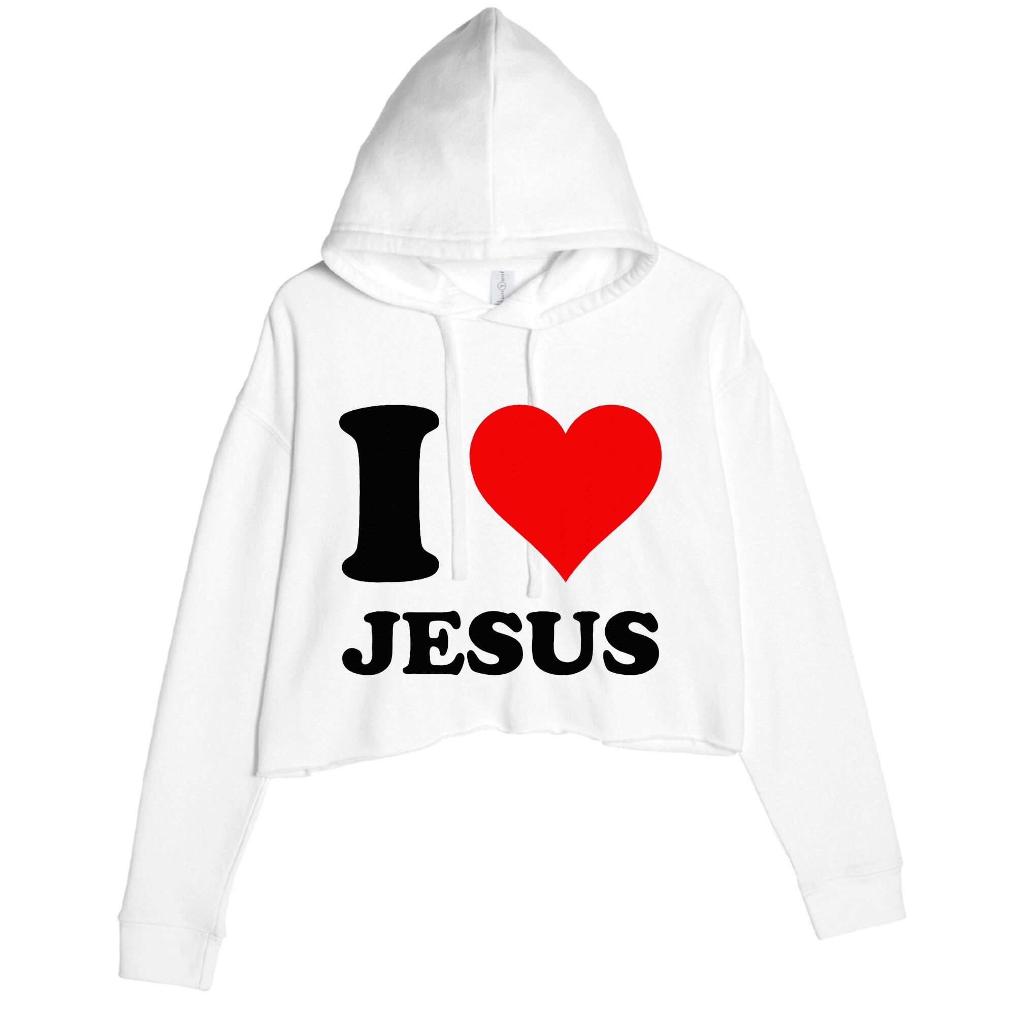 Heart I Love Jesus Crop Fleece Hoodie