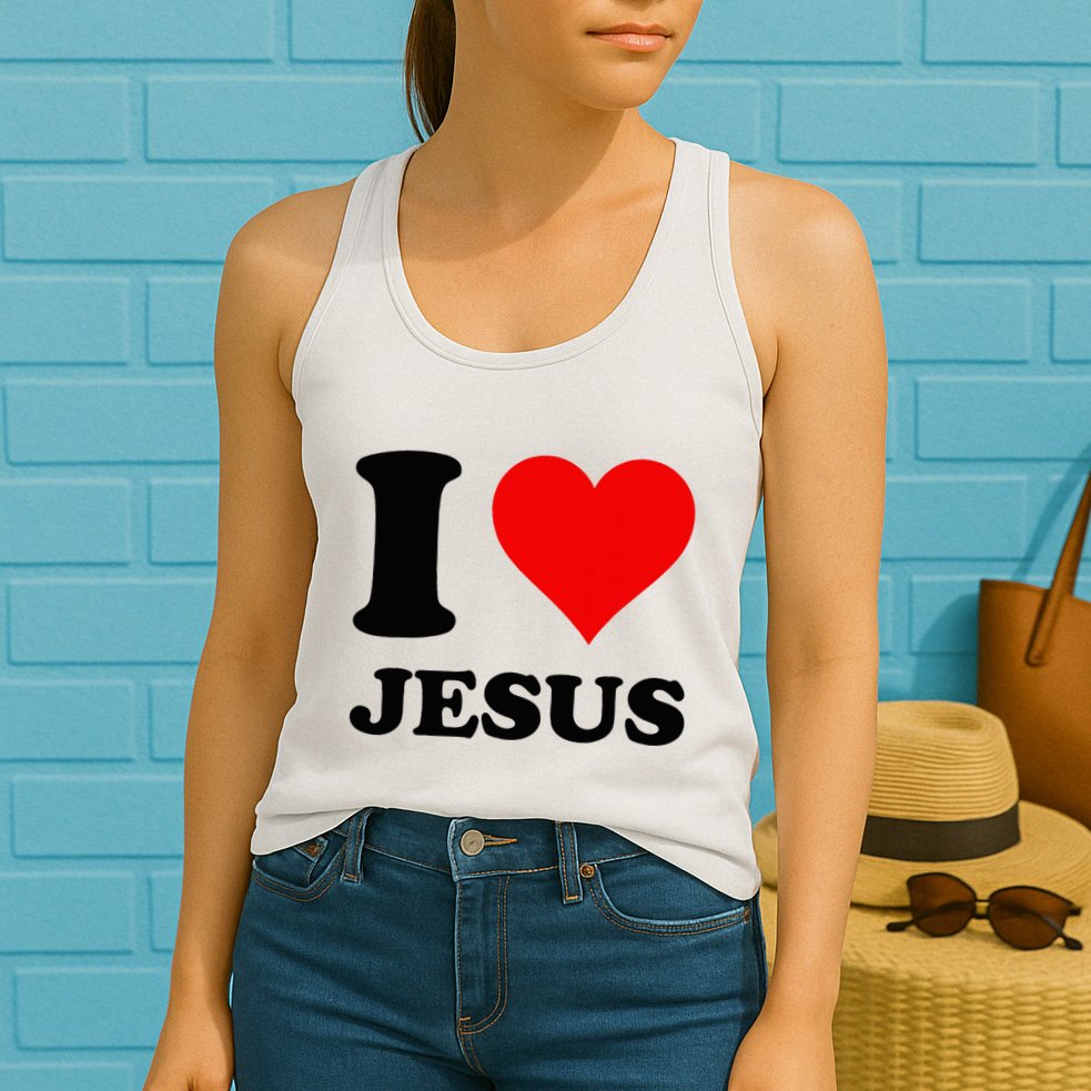 Heart I Love Jesus Womens Tank Top