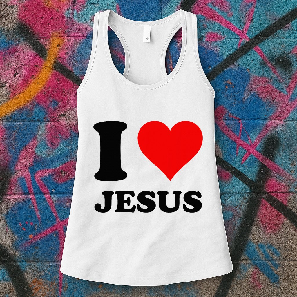 Heart I Love Jesus Womens Tank Top