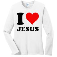 Heart I Love Jesus Ladies Long Sleeve Shirt