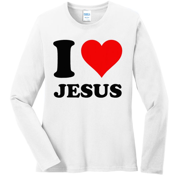 Heart I Love Jesus Ladies Long Sleeve Shirt