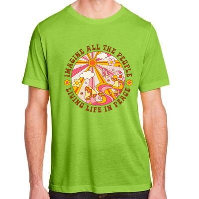 Hippie Imagine Living Life In Peace Sign Mushroom Retro 70s Adult ChromaSoft Performance T-Shirt