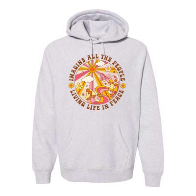 Hippie Imagine Living Life In Peace Sign Mushroom Retro 70s Premium Hoodie