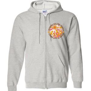 Hippie Imagine Living Life In Peace Sign Mushroom Retro 70s Full Zip Hoodie