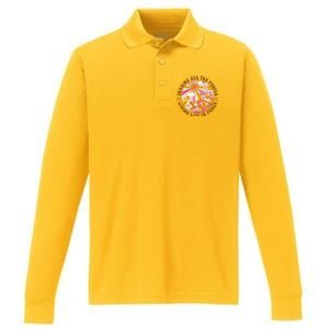 Hippie Imagine Living Life In Peace Sign Mushroom Retro 70s Performance Long Sleeve Polo