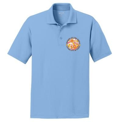 Hippie Imagine Living Life In Peace Sign Mushroom Retro 70s PosiCharge RacerMesh Polo