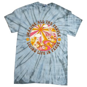 Hippie Imagine Living Life In Peace Sign Mushroom Retro 70s Tie-Dye T-Shirt