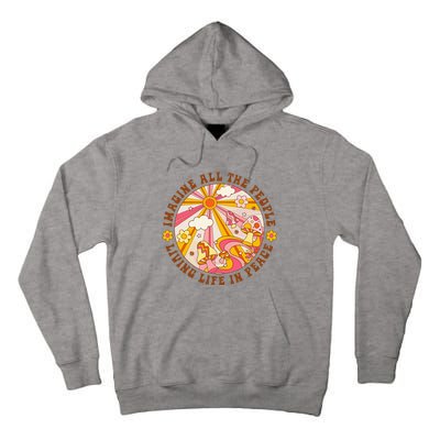 Hippie Imagine Living Life In Peace Sign Mushroom Retro 70s Tall Hoodie