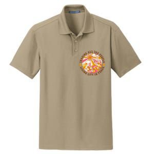 Hippie Imagine Living Life In Peace Sign Mushroom Retro 70s Dry Zone Grid Polo