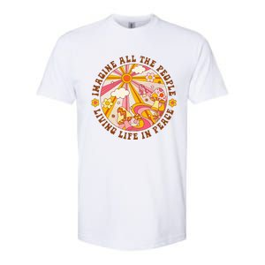 Hippie Imagine Living Life In Peace Sign Mushroom Retro 70s Softstyle CVC T-Shirt