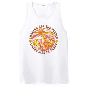 Hippie Imagine Living Life In Peace Sign Mushroom Retro 70s PosiCharge Competitor Tank