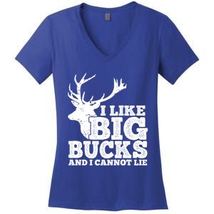 Hunter I Like Big Bucks And I Cannot Lie Deer Hunting Pun Cool Gift Women's V-Neck T-Shirt