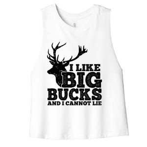 Hunter I Like Big Bucks And I Cannot Lie Deer Hunting Pun Cool Gift Women's Racerback Cropped Tank