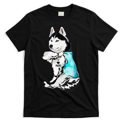 Husky I Love Mom Tattoo T-Shirt
