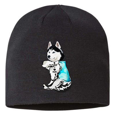 Husky I Love Mom Tattoo Sustainable Beanie