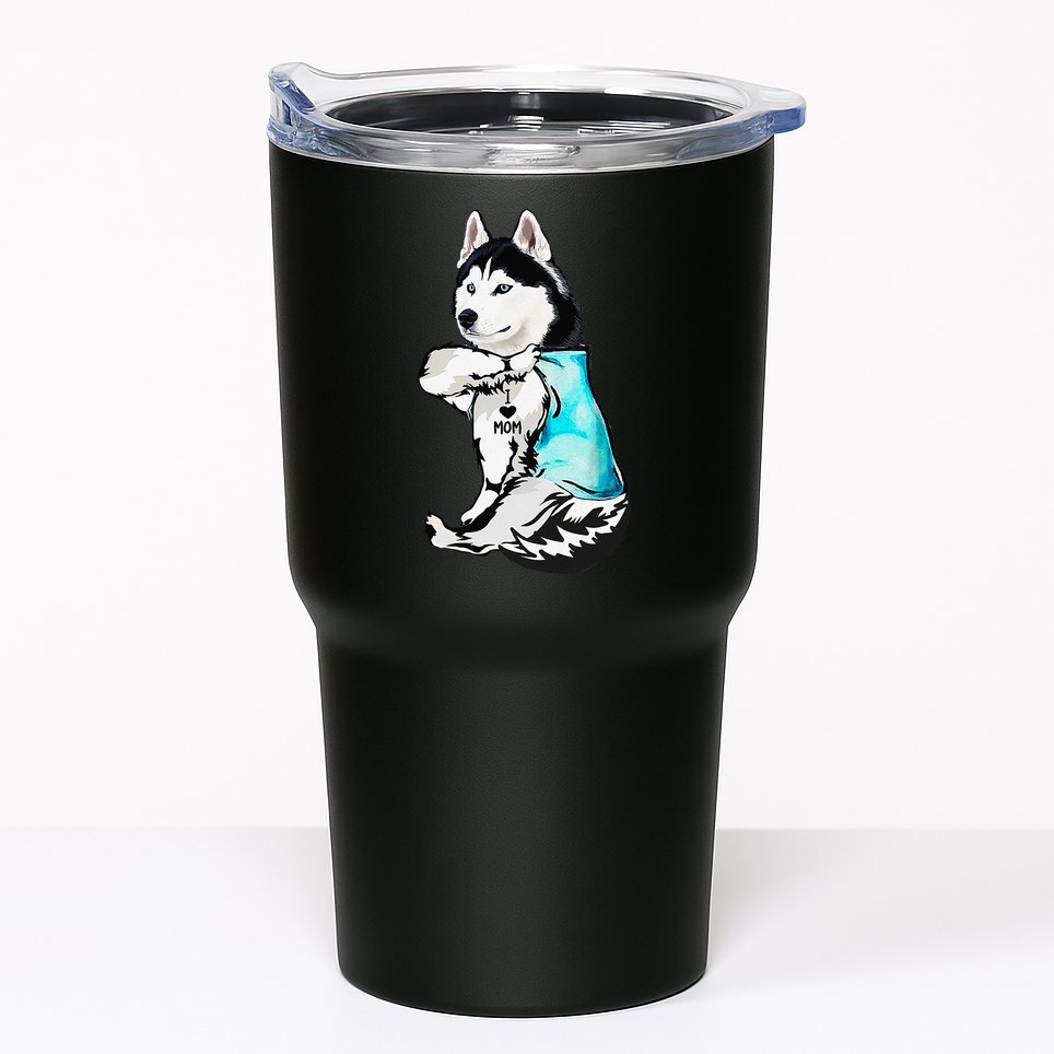 Husky I Love Mom Tattoo Tumbler