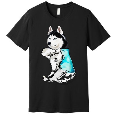 Husky I Love Mom Tattoo Premium T-Shirt