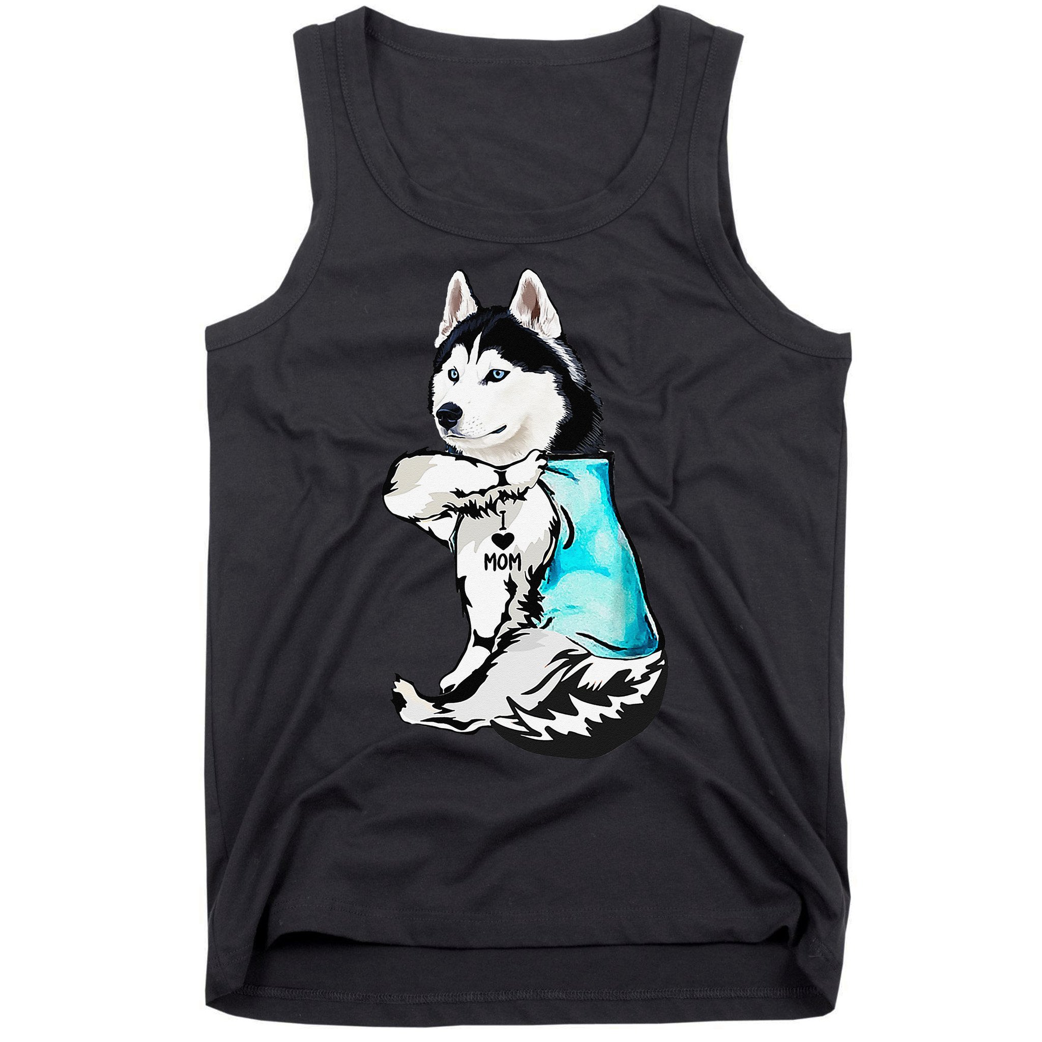 Husky I Love Mom Tattoo Tank Top