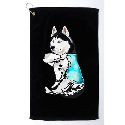 Husky I Love Mom Tattoo Golf Towel