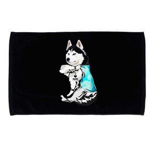 Husky I Love Mom Tattoo Microfiber Hand Towel