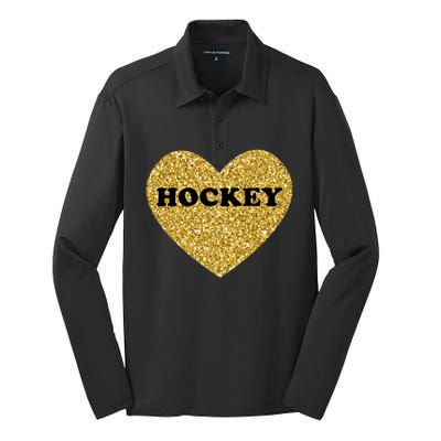 Hockey I Love Hockey Gift Silk Touch Performance Long Sleeve Polo