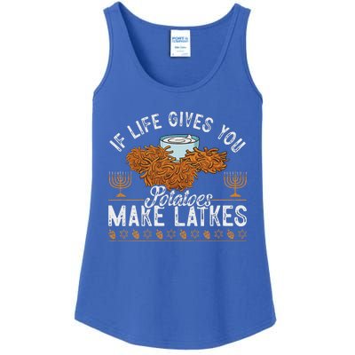 Hanukkah If Life Gives You Potatoes Make Latkes Chanukah Jew Ladies Essential Tank